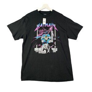 BATMAN DC COMICS Retro Gargoyle 90's Shirt Mens SZ L Black‎ Lightning Dark Hero
